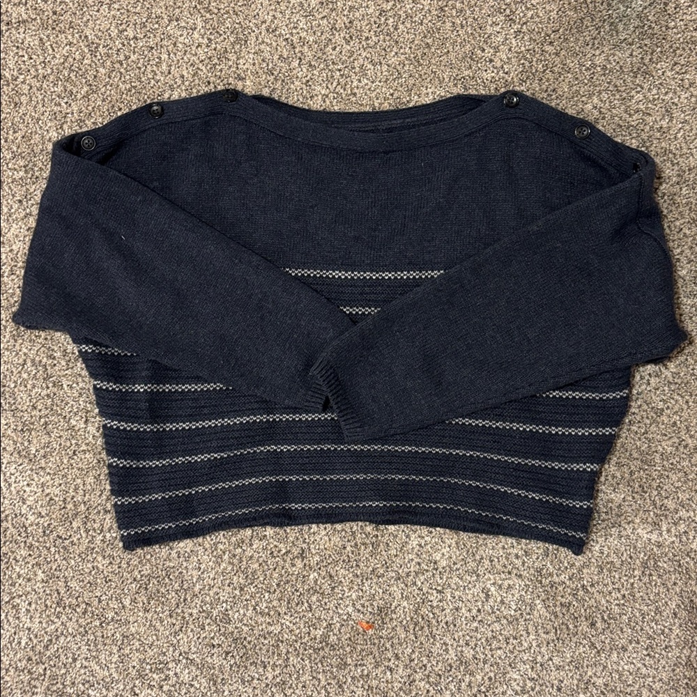 Prana Dark Blue Wool Knit Sweater